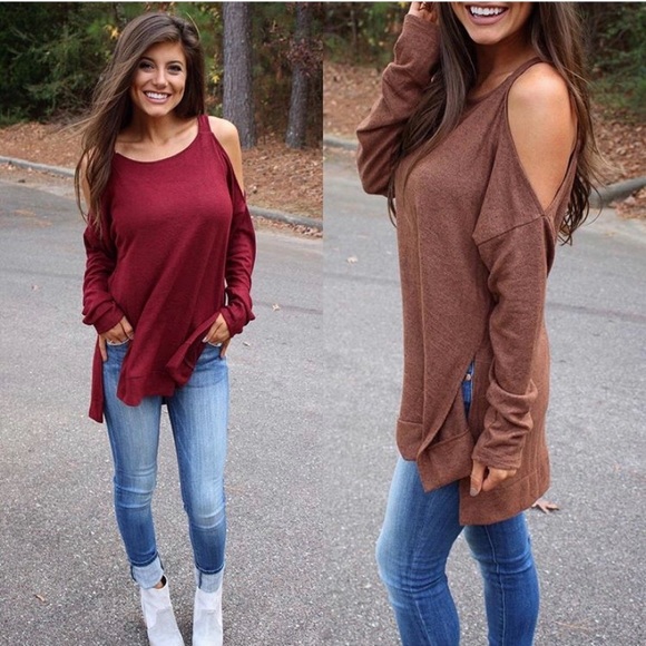 1.4.3. Story By Lineup Brown Cold Shoulder Sweater - Picture 7 of 7